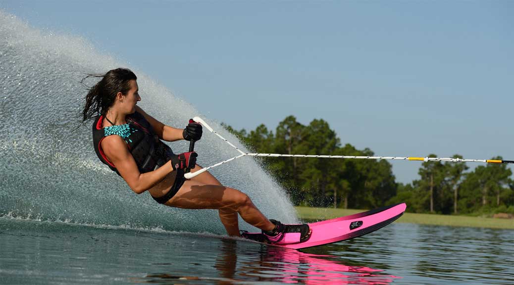 female water skier holding rope