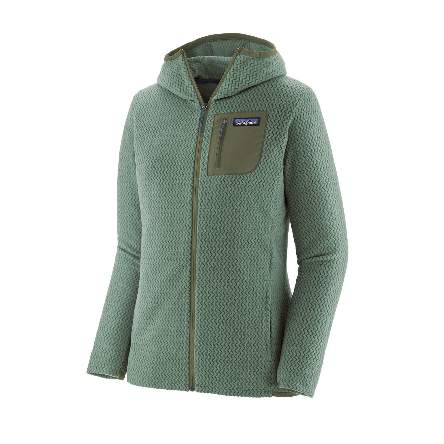 Patagonia Womens R1 Air Hemlock Green Full Zip Hooded Jacket: L